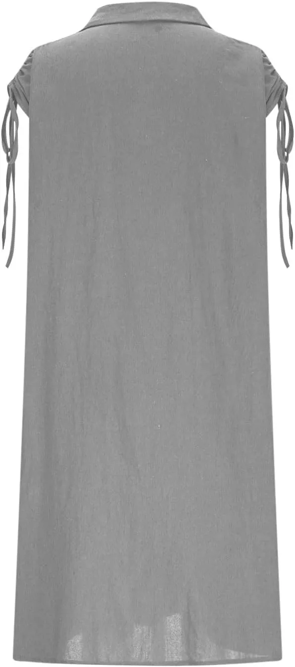 Womens Summer Dresses 2025 Casual Elegant Midi Length Button Down Collared Sundress Beach Cover Up Shirts