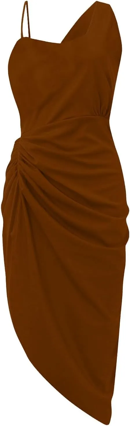 Women's Summer Sexy Elegant Trendy Solid Color Cold Shoulder Sequins Split Party Cocktail Prom Dress, S-3XL