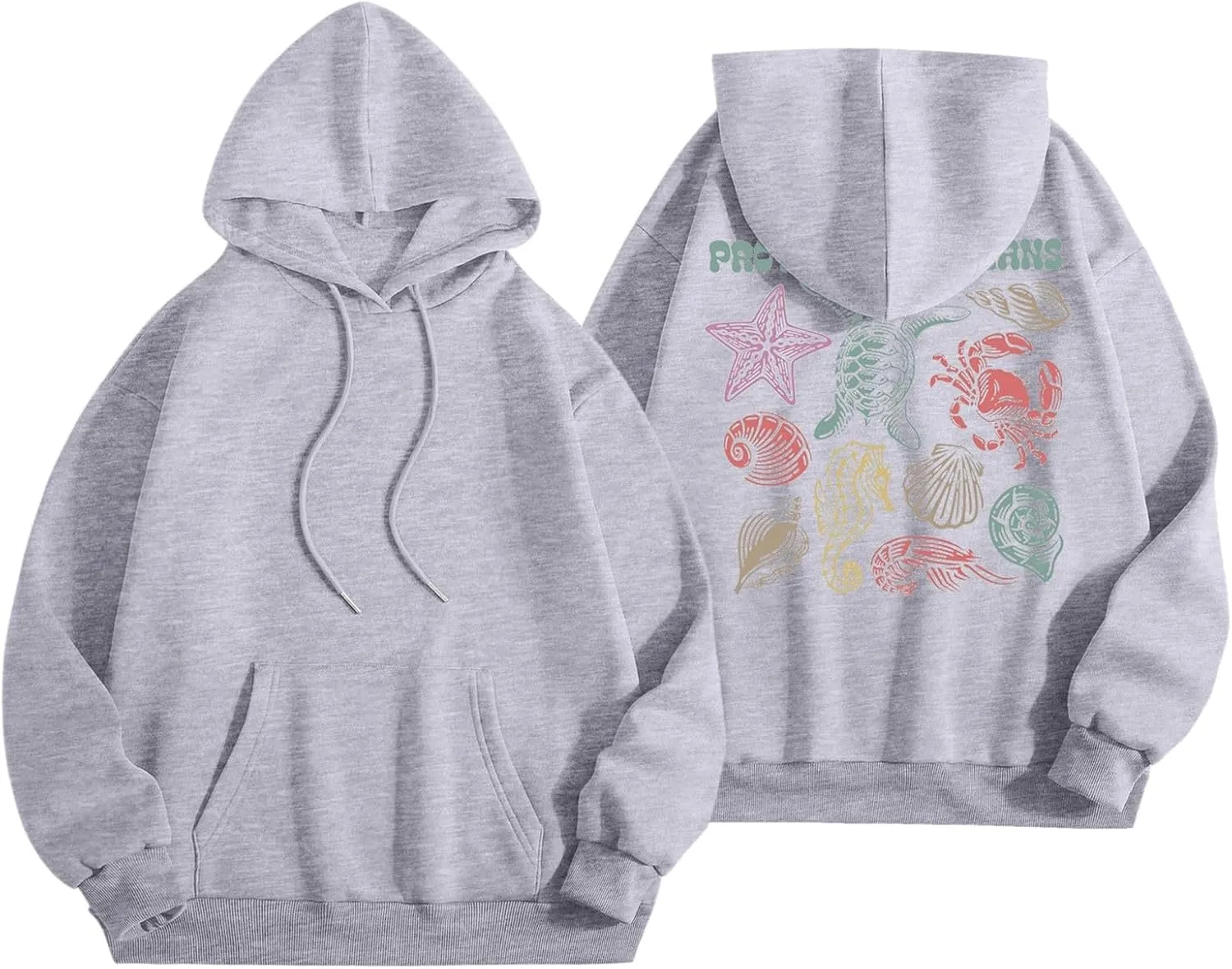 Womens Sweatshirt Graphic Oversized Hoodies Ocean Print Comort Long Sleeve Drawstring Pullover Surfing Hoodie
