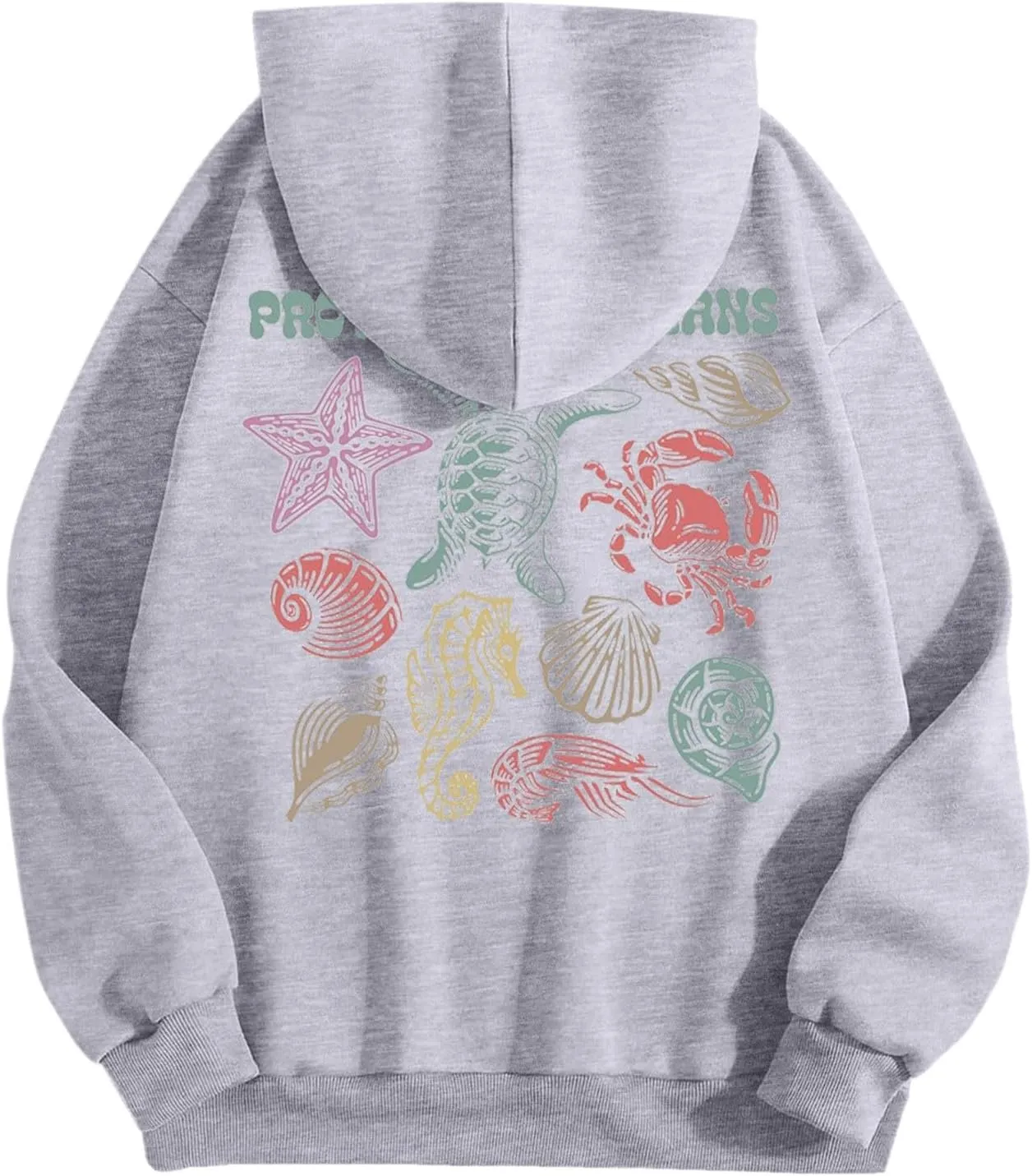 Womens Sweatshirt Graphic Oversized Hoodies Ocean Print Comort Long Sleeve Drawstring Pullover Surfing Hoodie