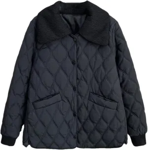 Women's Warm Parka Autumn And Winter Detachable Knitted Large Lapel Thin Cotton-Padded Coat