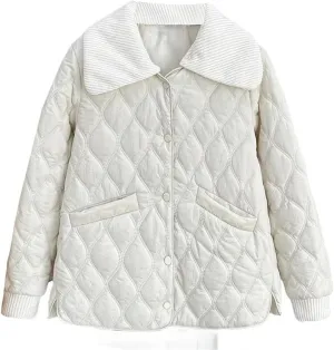 Women's Warm Parka Autumn And Winter Detachable Knitted Large Lapel Thin Cotton-Padded Coat