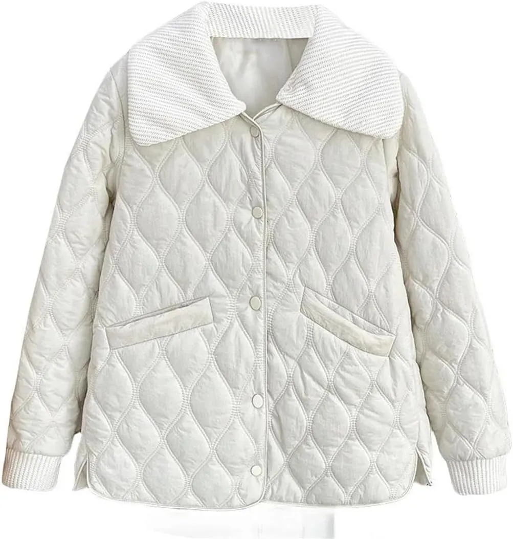 Women's Warm Parka Autumn And Winter Detachable Knitted Large Lapel Thin Cotton-Padded Coat