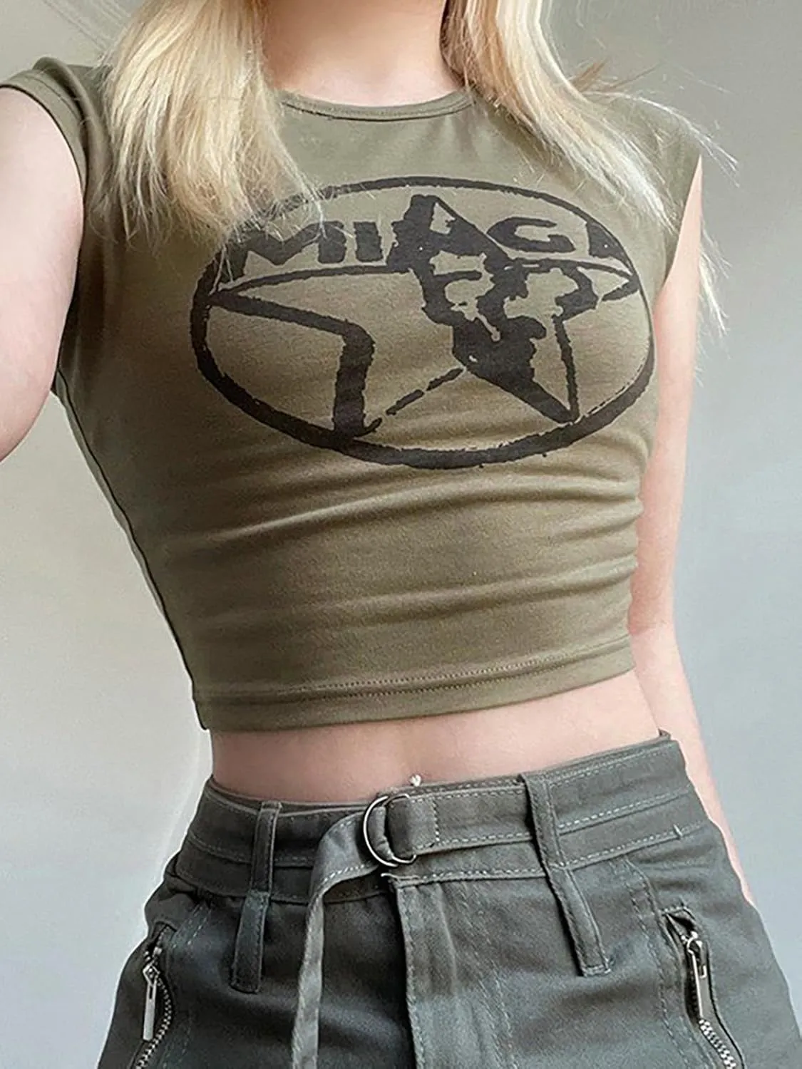 Xineicy Crop Tops for Women Short Sleeve Crew Neck 2000s Graphic Baby Tees Vintage Grunge Y2k Shirts