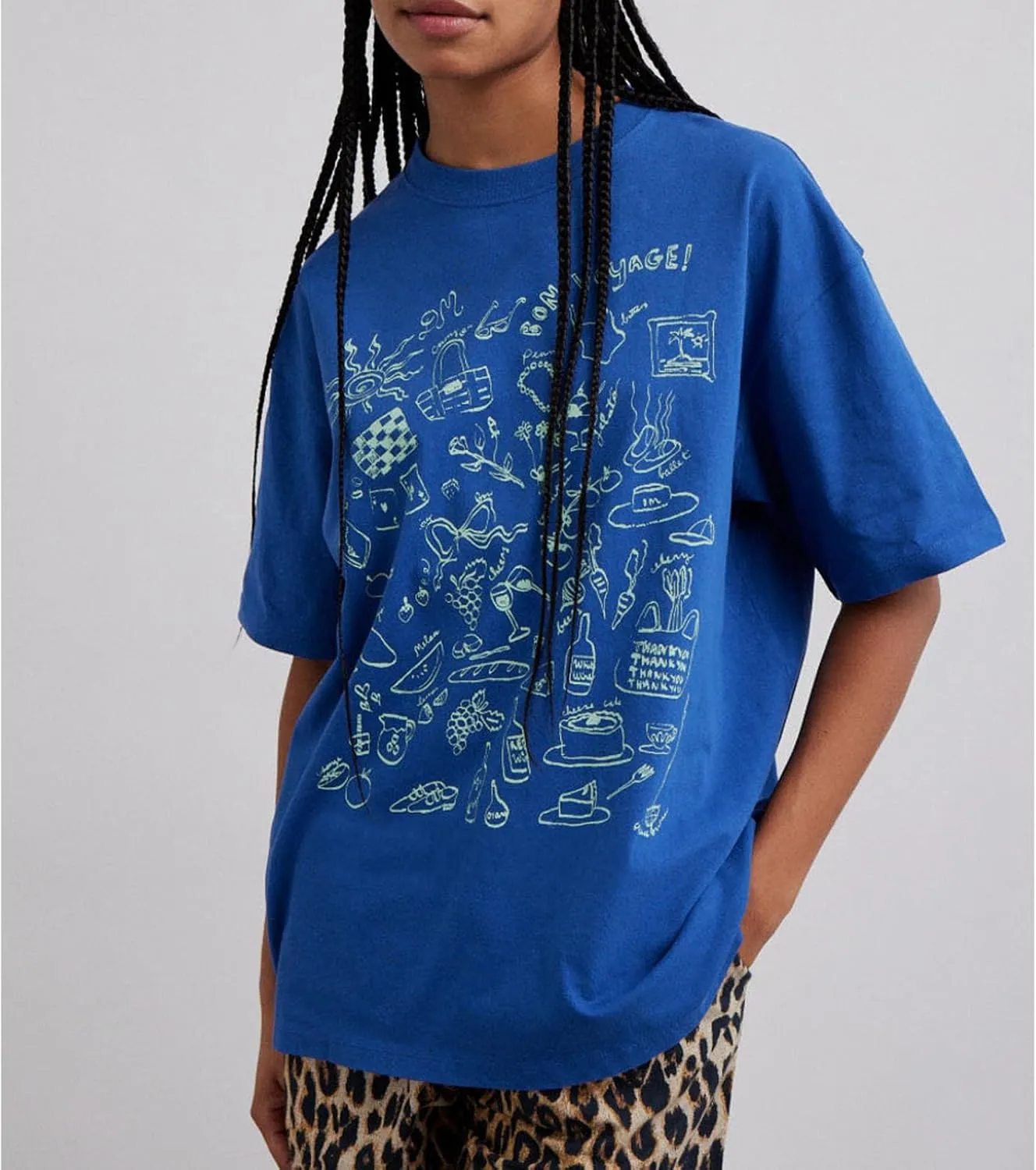 Y2k Womens Oversized Fruit Graphic Print Tees Shirts Vintage Flower Baggy Tshirt Tops Coastal Clothes Aesthetic