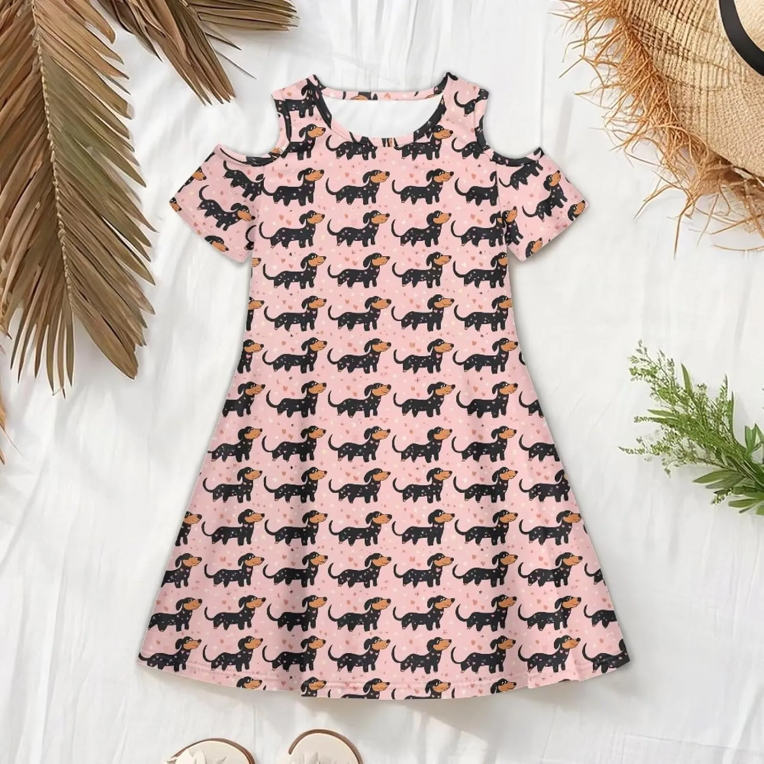 Youngerbaby Dresses for Girls 3-14T Off The Shoulder Midi Dress with Pockets Back to School Dress