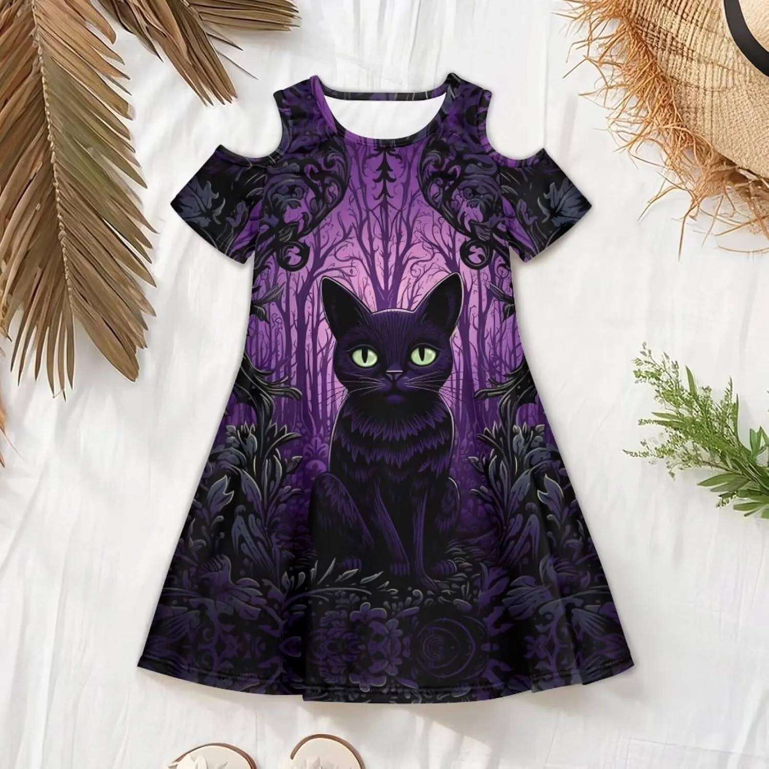 Youngerbaby Dresses for Girls 3-14T Off The Shoulder Midi Dress with Pockets Back to School Dress