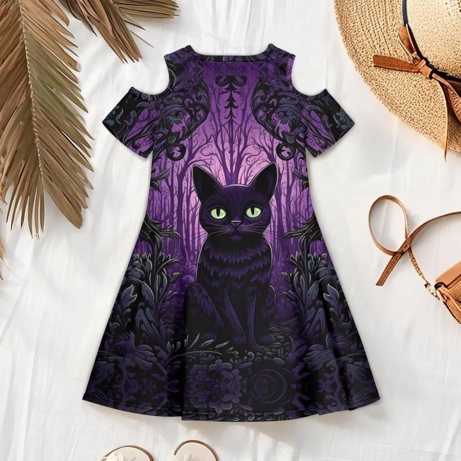 Youngerbaby Dresses for Girls 3-14T Off The Shoulder Midi Dress with Pockets Back to School Dress