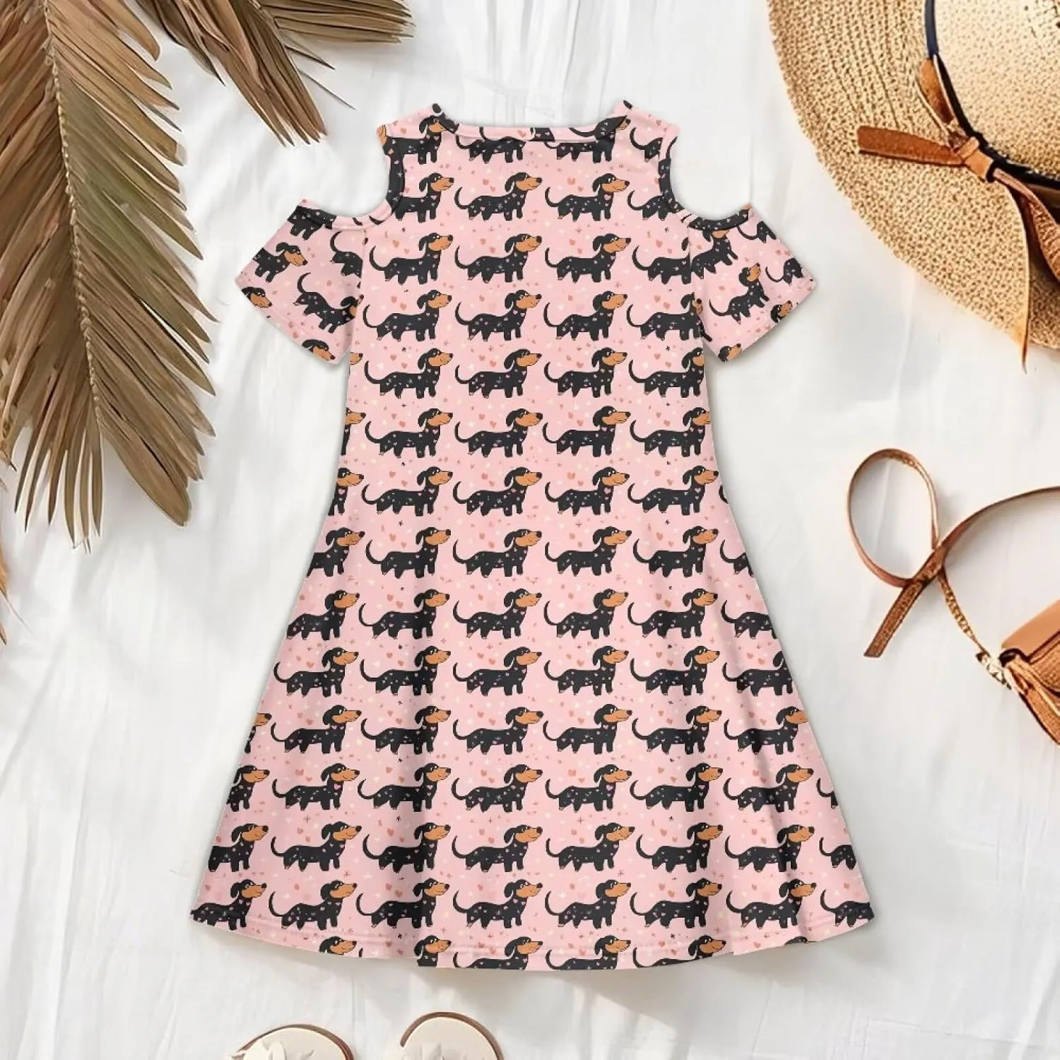 Youngerbaby Dresses for Girls 3-14T Off The Shoulder Midi Dress with Pockets Back to School Dress
